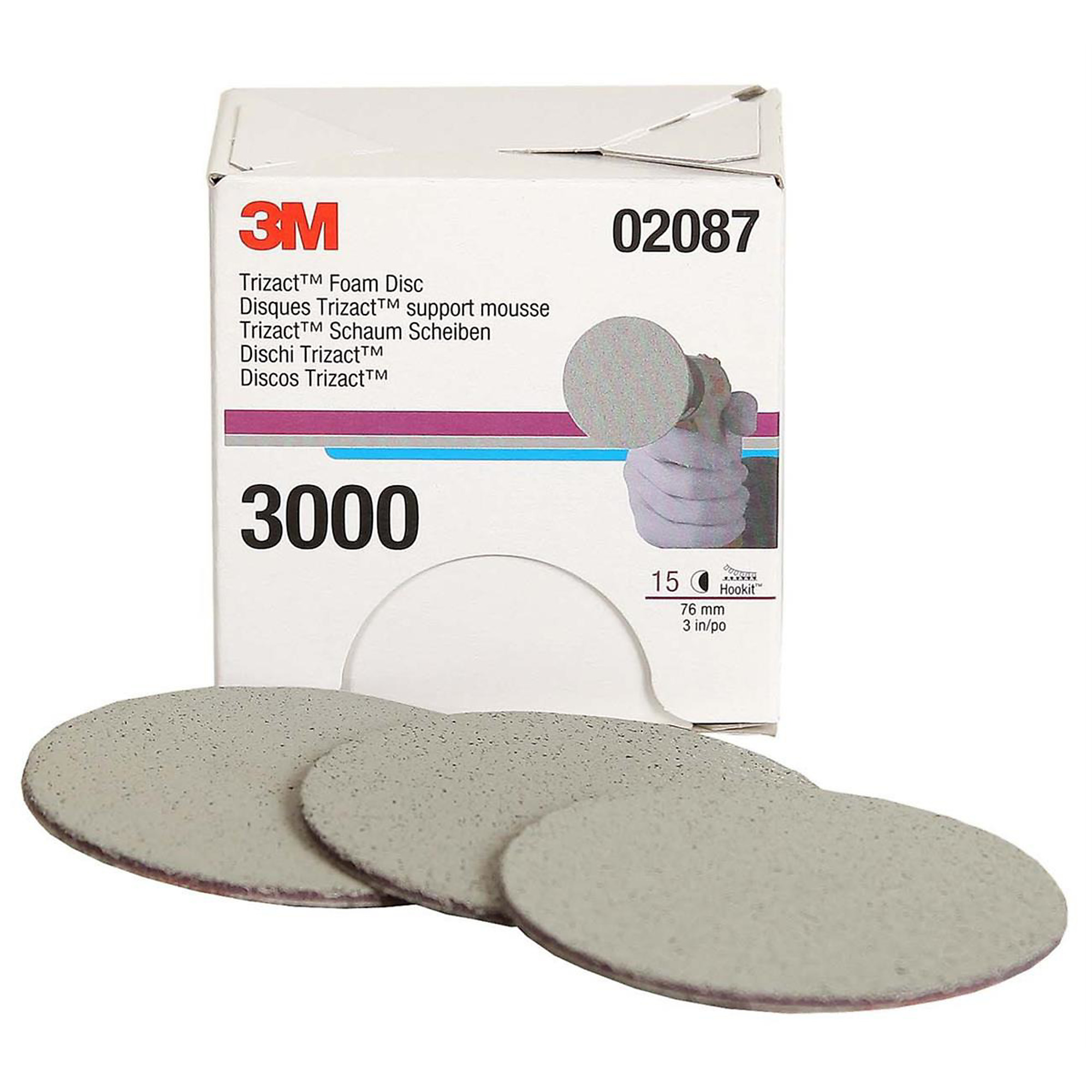 3M Trizact Hookit Discs — 3in., 15 Pcs, Model# MMM2087
